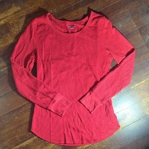 Old Navy Red Waffle Long Sleeve Pajama Shirt